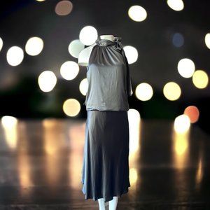 Lynn Lugo Women's Casual formal Halter Long Cocktail Dress 100% Silk Made In USA